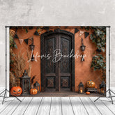 Lofaris Halloween Pumpkins Retro Door Cake Smash Backdrop